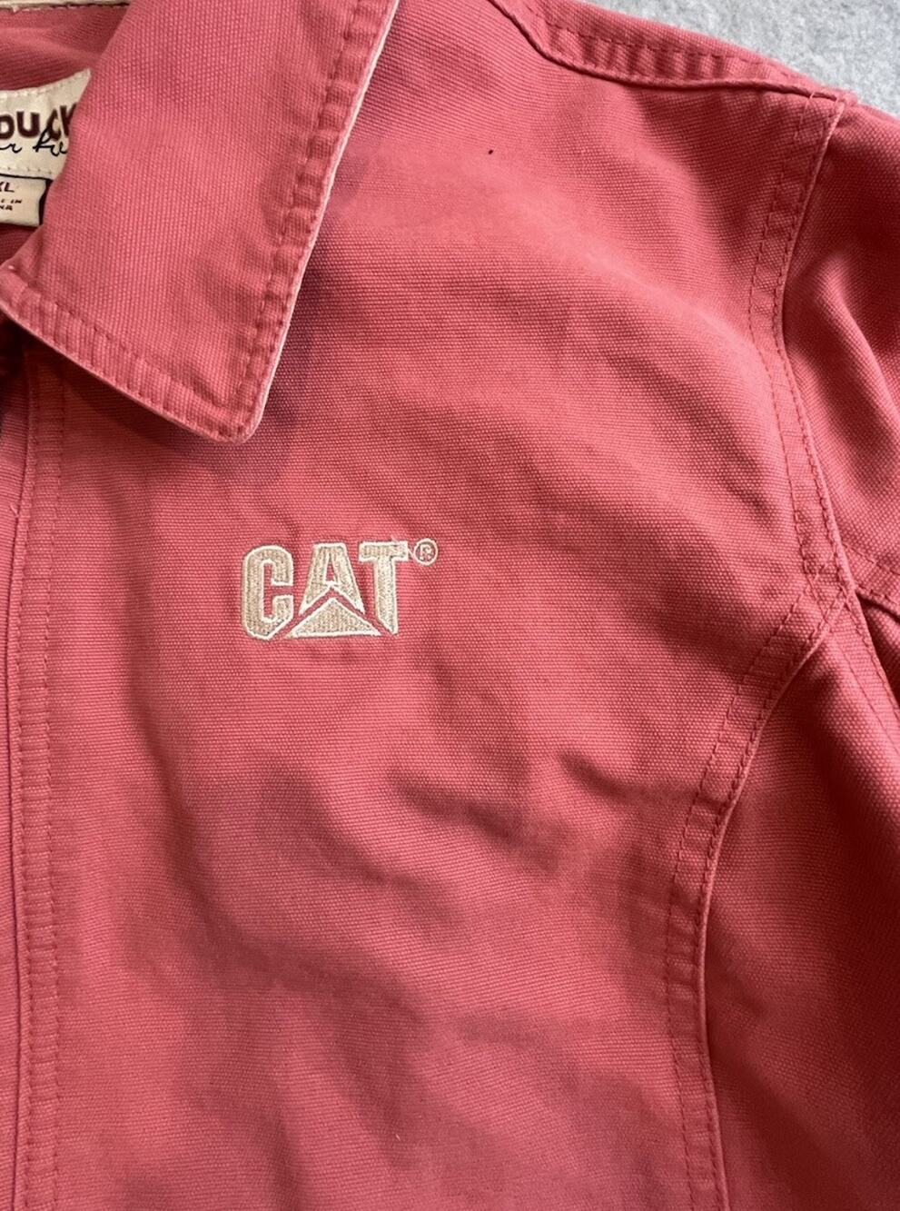 DRI DUCK CAT Logo Men’s XL Pink Full Zip Jacket Workwear Outdoor